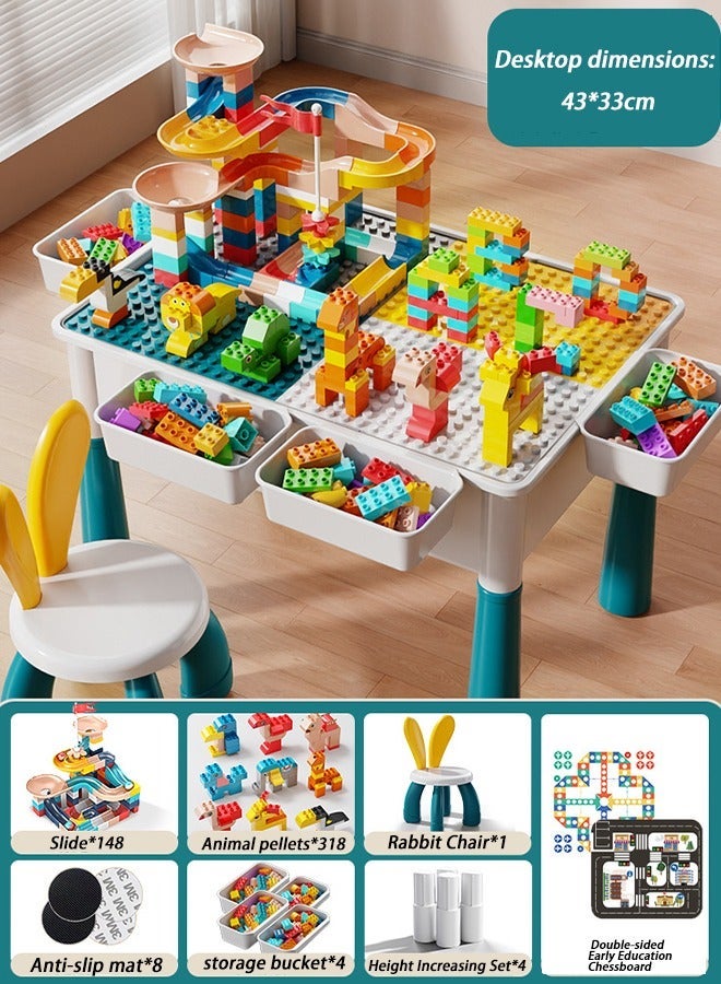 Monda Children's Activity Table Set, A Multi-functional Educational Building Block Table for Toddlers, Includes 4 Storage Boxes and 151 Large Building Blocks, 1 Chair, Making It Easy to Organize and Store the Building Blocks. - Image 2